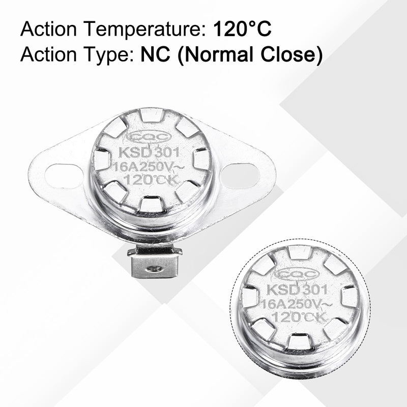 [Australia - AusPower] - uxcell KSD301 Thermostat 120℃/248°F 16A Normally Open N.O Temperature Switch for Microwaves,Oven,Coffee Maker 8 Pcs,Ceramic Material 