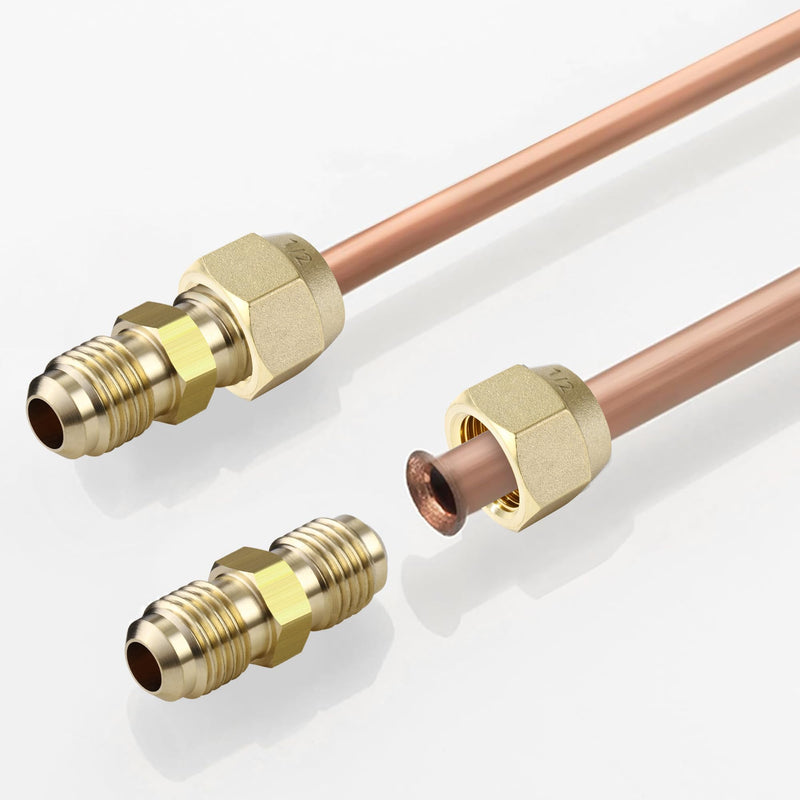 [Australia - AusPower] - Premium Brass Flare Nut Set - SAE 45° Flare Tube Fittings for Air Conditioning & Copper Pipe Extension Butt (5/8", 5 Pack) 5/8in 