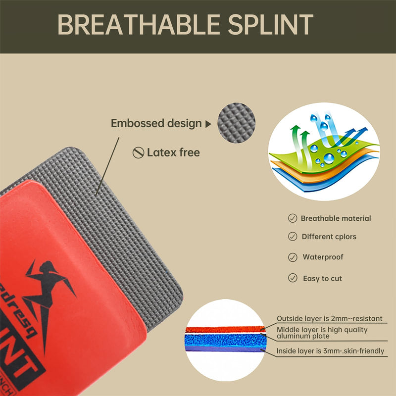 [Australia - AusPower] - First Aid Splint Kit, Lightweight Reusable Splint for Supporting Arm and Leg Fracture Treatment During Trauma Emergencies (Red) Red 