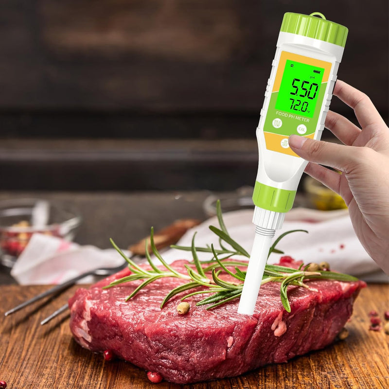 Digital pH Meter for Food Fermentation and Canning, Smart Food pH Tester with High Accuracy Spear Probe for Sourdough, Salsa and Hot Sauces, pH Test Pen with ATC for Solid and Liquid