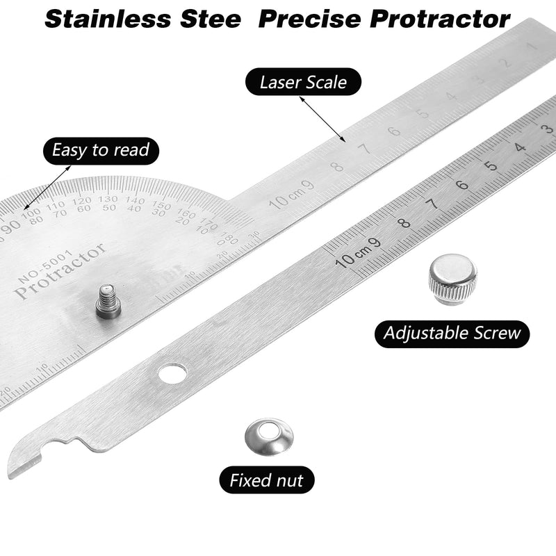 [Australia - AusPower] - YUXIANLB Professional Protractor Stainless Steel Precision Angle Finder 360° Adjustable with Scale Protractor Ruler for Carpenters Wood Crafts Construction DIY High Quality Measuring Tool 