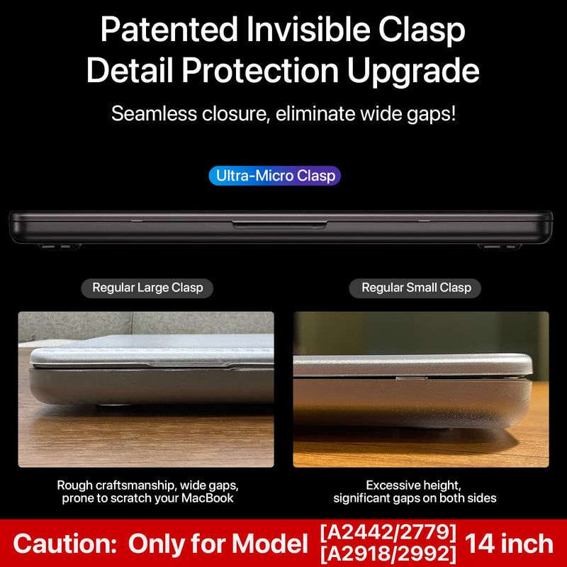 [Australia - AusPower] - for MacBook Pro 14 inch Case 2023-2021 M3 Pro/Max A2918 A2992 M2 A2779 M1 A2442 [100% Match Official Color] [Scientific Slim] Protective Hard Case Matte Cover for Laptop - Space Black Clear 