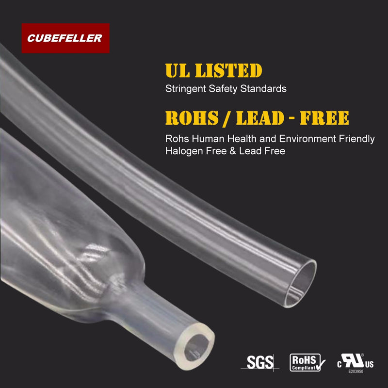 [Australia - AusPower] - CUBEFELLER® 3:1 Ratio 1/2 Inch (12.7mm) Clear Heat Shrink Tubing - 4ft (1.22M Total Length), Marine Grade Waterproof Adhesive Lined, Insulation Sealing Oil-Proof Wear-Resistant,CFET0412C 12.7mm (1/2") - 4ft 