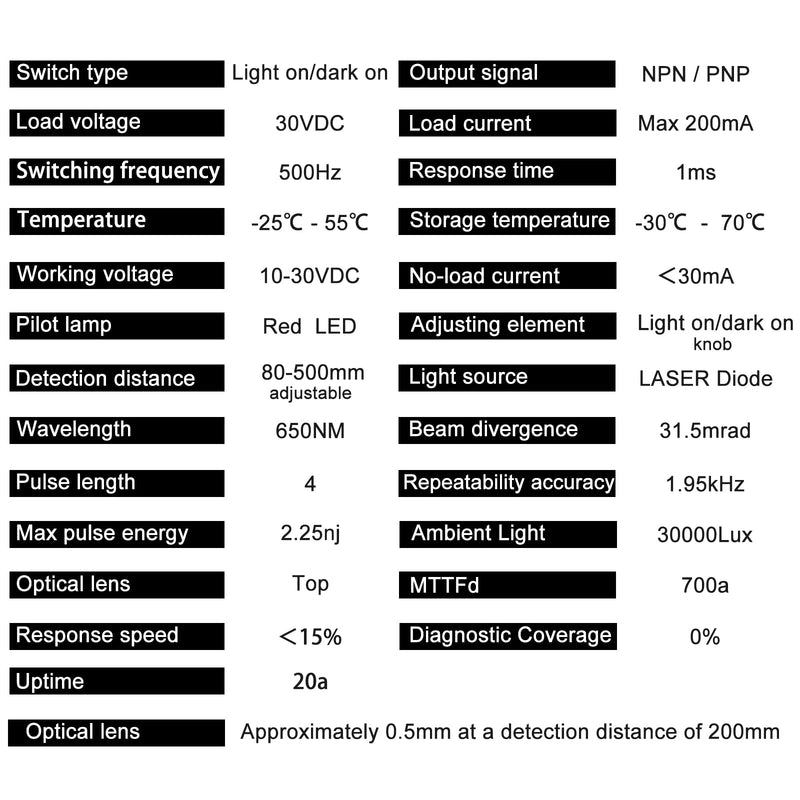 [Australia - AusPower] - Laser photoelectric Switch NPN NO + NC Input(10-30VDC), 4 Wires; Detection Distance 8-50cm; HG18-D50N3, 12V; 24V Normally Open and Normally Closed Photoelectric Beam Sensor (NPN, NO+NC)… 