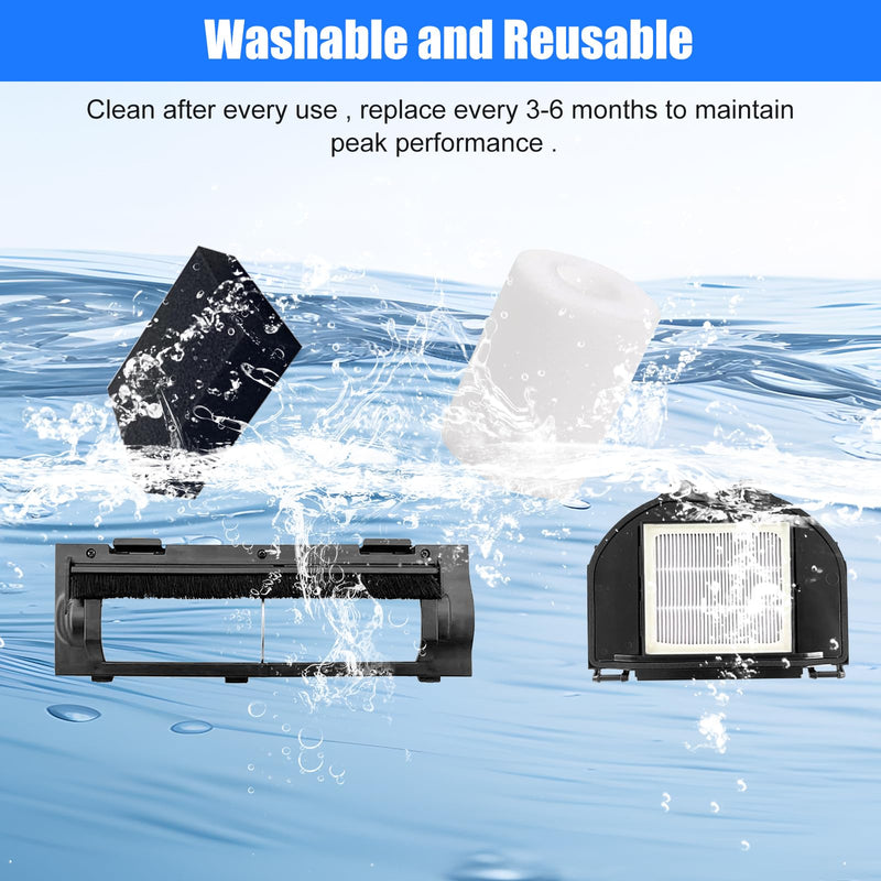 RV2310AE Replacement Parts for Shark AV2310AE/RV2320S/RV2300S/UR2360S Matrix Robot Vacuum 2 Roller Brushes, 6 Side Brushes, 2 HEPA Filters, 2 Foam & 2 Sponge Filters, 1 Main Brush Cover-15 Pack Kits with Roller Cover