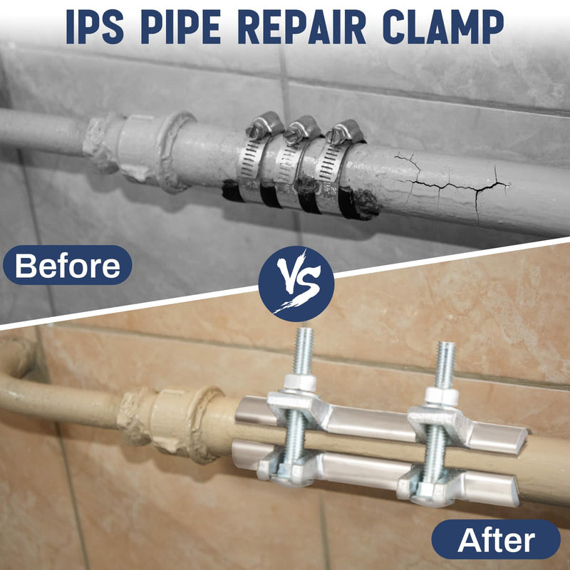 Hicarer 2 Pcs 1/2 Inch Pipe Repair Clamp with Single Bolt Stainless Steel Clamps Copper Pipe Repair Kit(Stylish,6 Inches Length) Stylish 6 Inches Length
