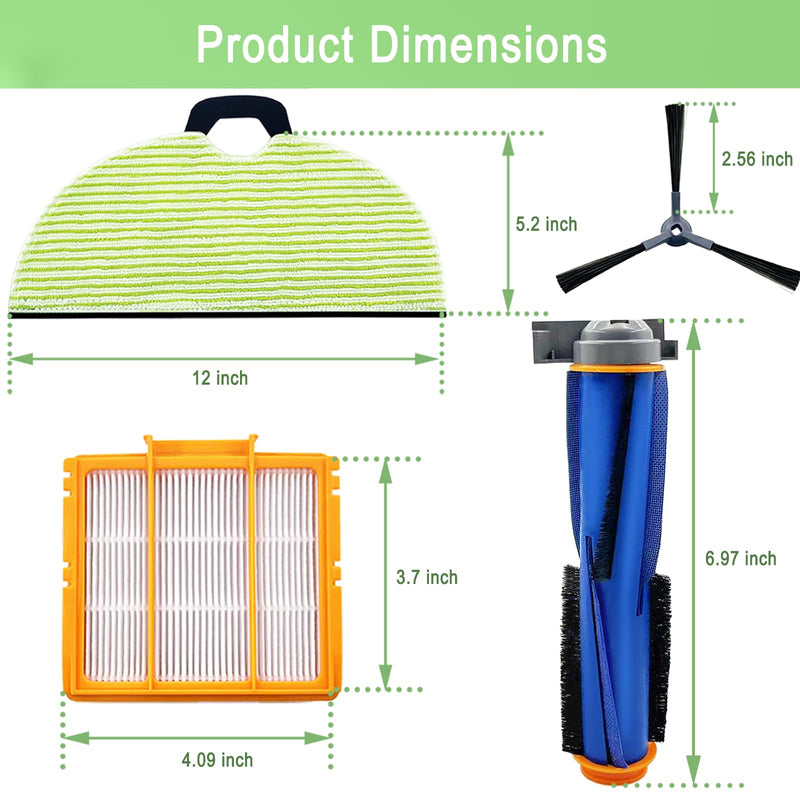 [Australia - AusPower] - Replacement Parts for Shark AV2610WA RV2610WA Matrix Plus 2- in-1 Robot Vacuum Cleaner,1 Main Brush,3 Filters,3 Mop Pads,6 Side Brushes,1 Pre Filter,1 Filter&1 Pre-Motor Foam&Felt Filter AV2610WA Complete Parts Kit 