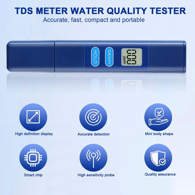 [Australia - AusPower] - 2025 New Portable Digital TDS Water Meter - 0-9990 ppm Water Quality Tester for Drinking Water, Farming, Aquariums,Pools&RO-RODI Systems 