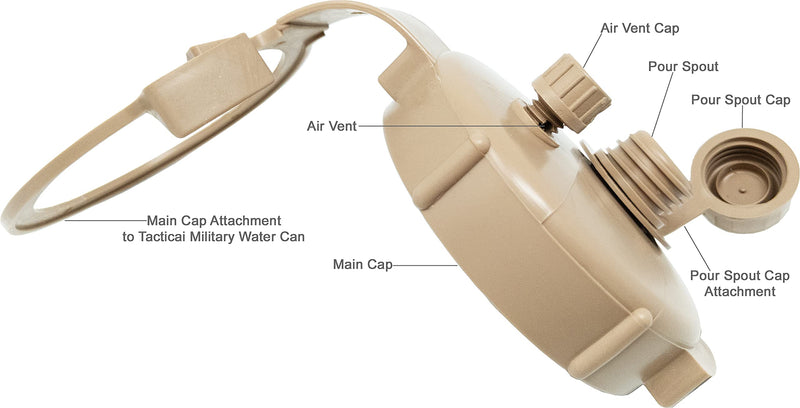 Tacticai Water Can Cap and Lid for U.S Issued 5-Gallon (20-Liter) Military Jerry Cans, BPA Free (2 Color Selection) Tan