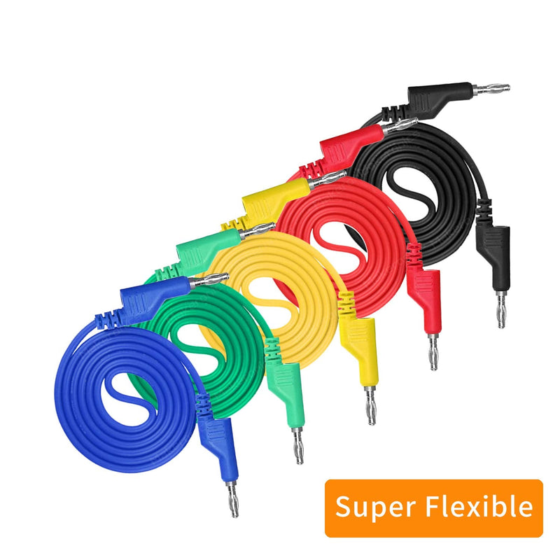 [Australia - AusPower] - Makeronics 5pcs Banana to Banana Plug Test Lead Set for Multimeter | 4mm Stackable Banana Plug | 39.37inch / 1m length Flexible Electrical Test Wires 1000V/15A | 5 Colors (Black/Red/Green/Blue/Yellow) 