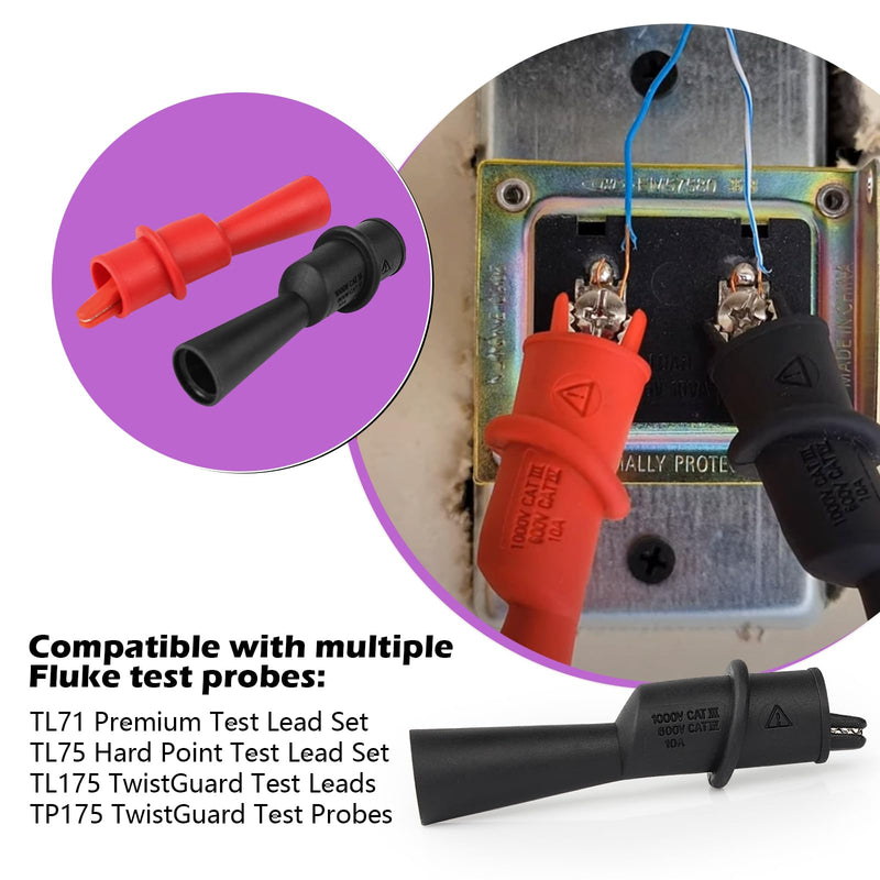 [Australia - AusPower] - AC175 Threaded Slide-On Alligator Clip Set with Flexible Boots Compatible with Fluke TL71, TL75, TL175 and TP175 Test Leads 