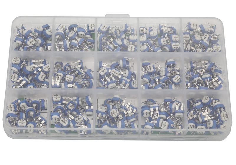 [Australia - AusPower] - 300 Pieces 15 Value 100 Ohm 2M Ohm Trimpot Variable Resistor 6 mm Potentiometer Assortment Kit 