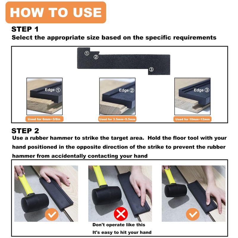 [Australia - AusPower] - Tapping Block Wood Flooring Tool, Universal Tapping Block with 3 Different Edges, Essential Tool for Vinyl Plank & Laminate Flooring Installation 