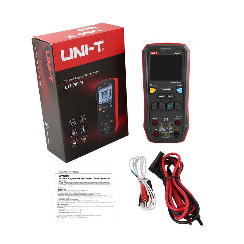 [Australia - AusPower] - UNI-T Digital Multimeter Smart,UT60S True RMS,9999 Counts 1000V AC DC Voltmeter Ammeter Capacitor Temperature,Fully Automatic Anti-Burn Intelligent Multimeter Tester UT60S 