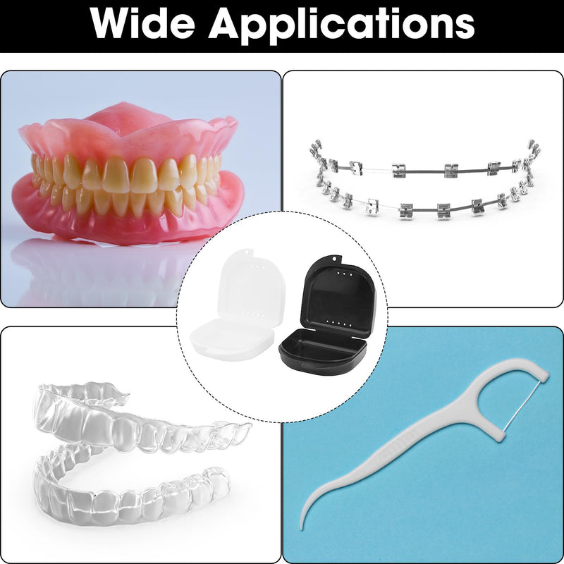 Pack of 2 Braces Box, Dental Splint Box, Denture Box, Dental Box, Dental Box, Dental Denture Box, Denture Container, for Storing Braces or Dental Splints (Black & White)