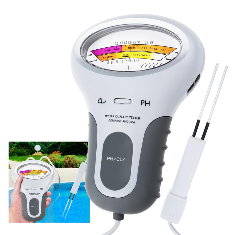 [Australia - AusPower] - Dual-Function Water Tester: pH & Chlorine (CL2) Meter for Pools, Spas, Hydroponics & Drinking Water, Pools, Spas, Drinking Water Analysis Monitor PH Chlorine Tester Kit 