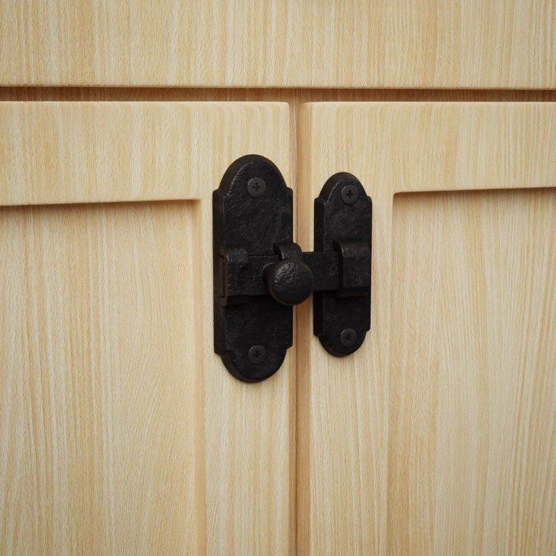 Renovators Supply Manufacturing Slide Bolt Latch 2.2 in. Black Wrought Iron Ball Tip Style Slide Bolt with Mounting Hardware Pack of 2