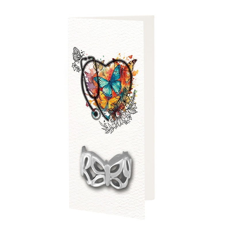 [Australia - AusPower] - QUINNLYN & CO. Butterfly Stethoscope Charm - Embrace Beauty and Transformation with this Graceful Accessory, Gift for RN Nurse 