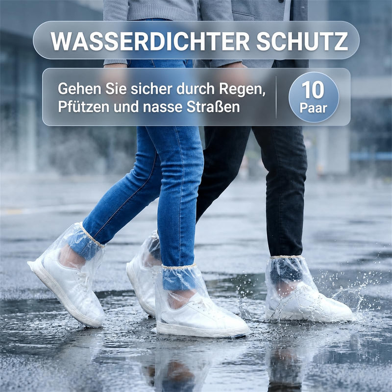 10 Pairs (20 Pieces) Waterproof Disposable Overshoes - Lightweight Rain Cover for Shoes Commuting, Dog Walking & Outdoor Activities