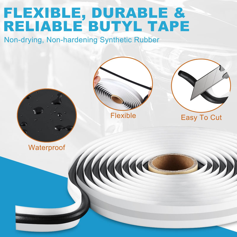 Butyl Sealant Tape, 13Ft Headlight Sealant, Butyl Rubber Sealant for Automotive (Car, RV, Marine) for Installing Car Part, Windows, Doors and Windshield etc. - 2 Roll