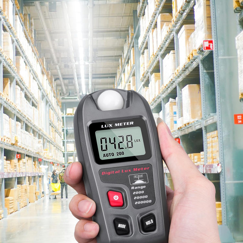 [Australia - AusPower] - Light Meter, Handheld Lux Meter for Lighting Intensity Brightness Measurement, Digital Light Intensity Meter Range up to 200,000 Lux, Illuminance Sensor with MAX/MIN, Data Hold 