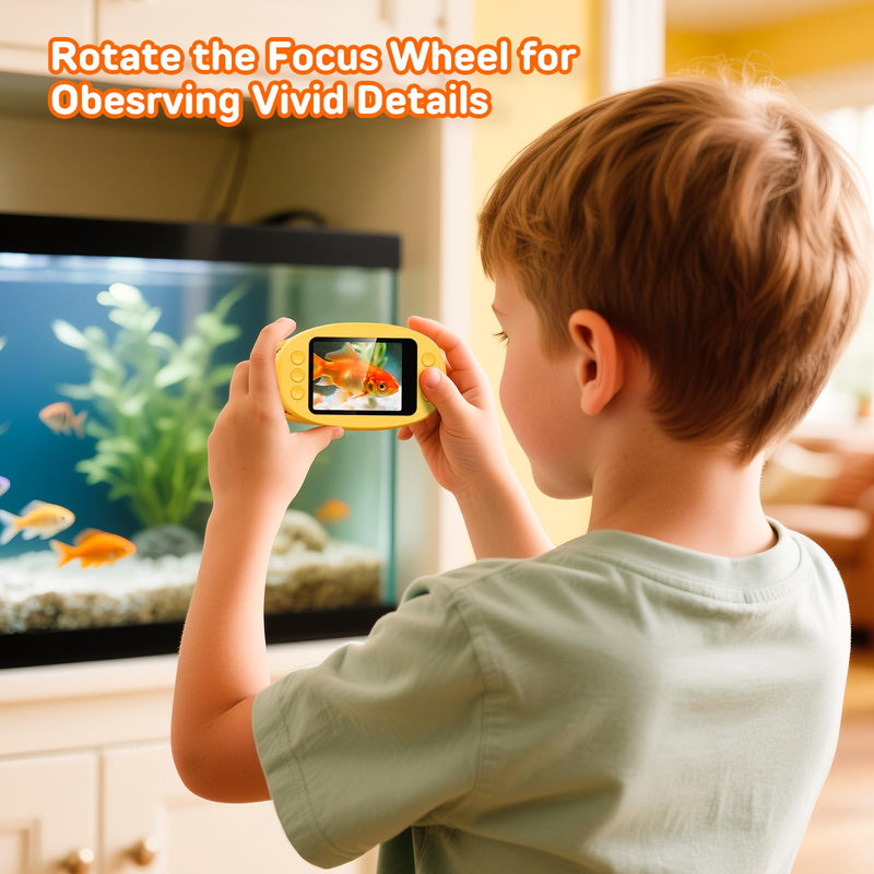[Australia - AusPower] - Ashfly Handy Digital Microscope for Children, 1080P HD 2.0 Inch Screen Pocket Microscope, Microscope LED Lights Connection to PC, Mini Microscope Outdoor Gifts for 4-12 Years, Orange 