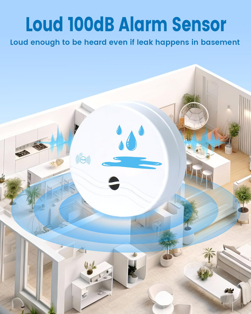 5 Pack Water Leak Detectors for Home, 100dB Waterproof Water Sensor Alarm Leak Detector for Basements, Bathrooms, Laundries, Sinks, and Windows(Battery Included) 5