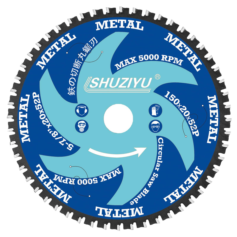[Australia - AusPower] - LSHUZIYU 5-7/8”(150mm)-52T, Metal Cutting Circular Saw Blade, Arbor 20mm with 5/8"-10mm Washer. Compatible with Cordless Saw, Ferrous Metal, Steel Iron Bar, Sheet, Angle Cutting 5-7/8" 52T Metal 