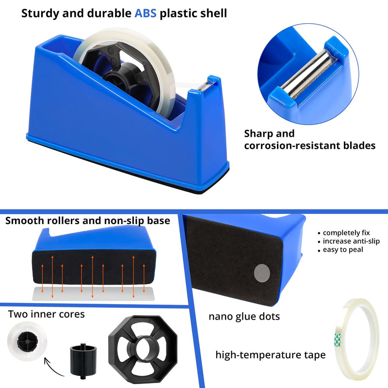 HTVRONT Heat Tape Dispenser + 4 Rolls Heat Tape for Sublimation White + 4 Rolls Heat Resistant Tape Blue10mm x33m(108ft)