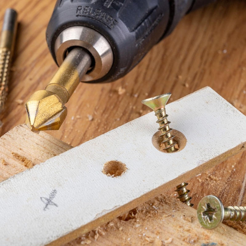 [Australia - AusPower] - XCRPRT Countersink Set Made of HSS Steel, Professional Countersink Drill Set, Countersink Wood Set, 90° Titanium Coated Countersink Deburring 