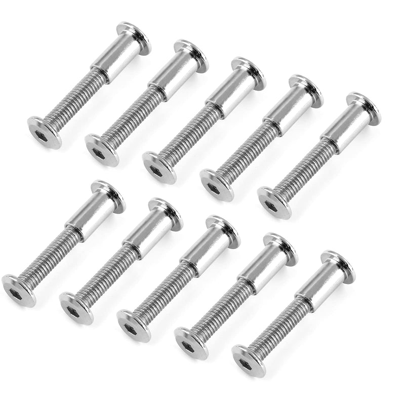 [Australia - AusPower] - 10 Pair(20 Piece) M6x30mm Hex Drive Socket Cap Bolt with Allen Wrench, Silver Furniture Connector Bolts M6 Countersunk Screw Barrel Nuts Binding Screws for Crib Replacement Belt Cabinet 