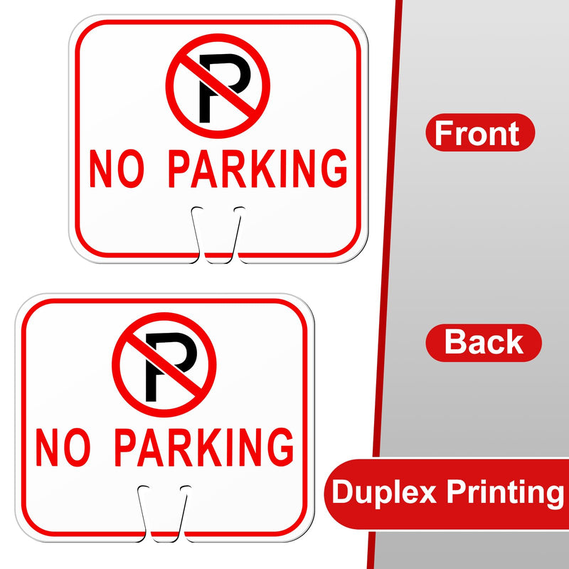 Geetery 6 Pcs No Parking Signs 12.6 x 10.4 Inch, PVC Double-sided Waterproof Weather Resistant UV Protected Reflective for Driveways Yard Lawn Traffic Control Outdoor Road Barricade, Easy to Mount
