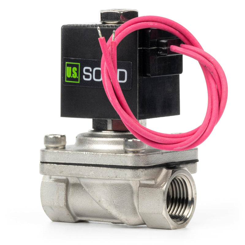 [Australia - AusPower] - U.S. Solid 1/2" Stainless Steel Solenoid Valve - 12V DC Normally Closed Electric Solenoid Valve with Viton Seal, Lead Wire Type 0.5 Inch 