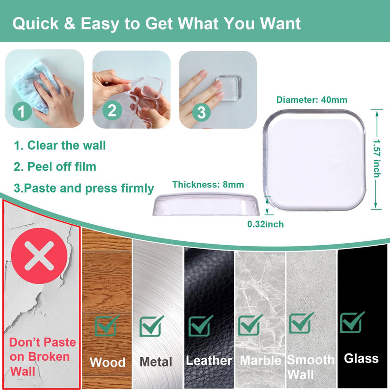 [Australia - AusPower] - Door Stopper Wall Protector - Wall Shield Bumper Guard from Door Knobs, Sturdy Self Adhesive, Soft and Transparent,Washable and Reusable Shock Absorbent Gel for Home Office (Thicken Square, 6pcs) Thicken Square 