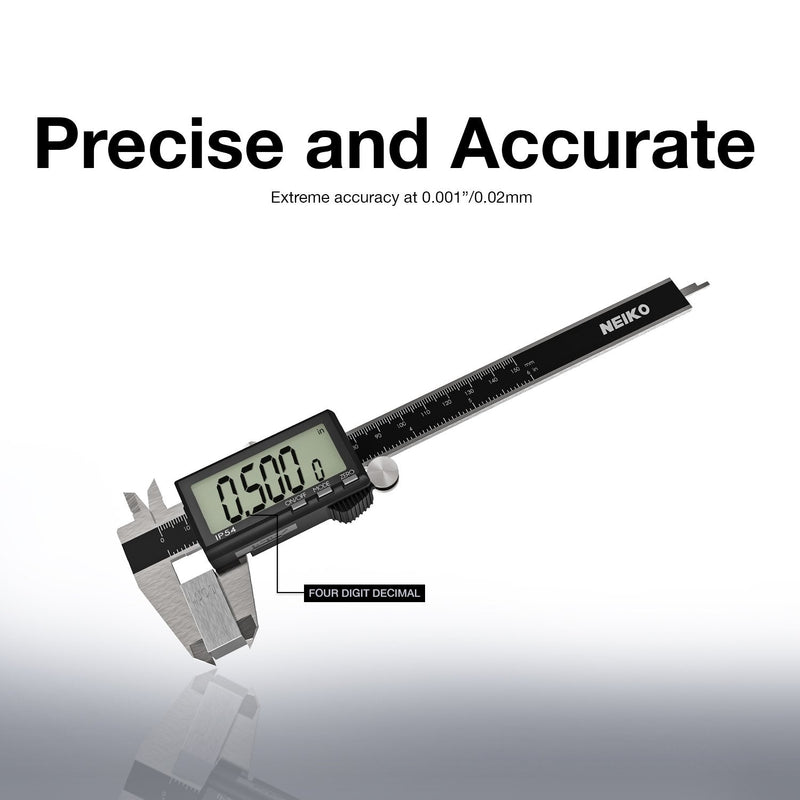 [Australia - AusPower] - NEIKO 01401A 6-Inch Electronic Digital Caliper, Stainless Steel, Extra Large LCD Screen, Measurement Conversions for Inches, Millimeters, and Fractions 6 Inch, XL Screen 