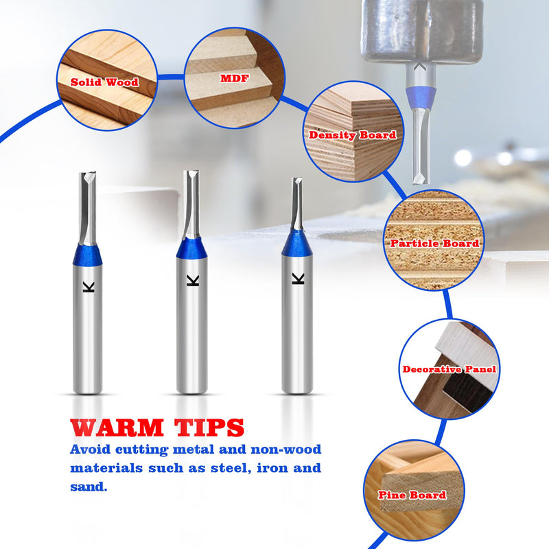 [Australia - AusPower] - ASNOMY 3 mm Groove Cutter 8 mm Shank, Carbide Cutter Router Bits, Straight Wood Cutter Router Bit Set, Milling Tool for Woodworking 1 Stück--8xØ3x12mm 