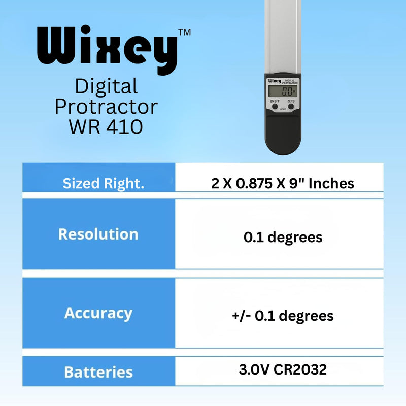 [Australia - AusPower] - Wixey 8'' Digital Protractor – Durable Angle Measuring Tool w/Magnetic Edges for Table Saws – Accurate, Precise Digital Angle Finder for Woodworking & Construction 