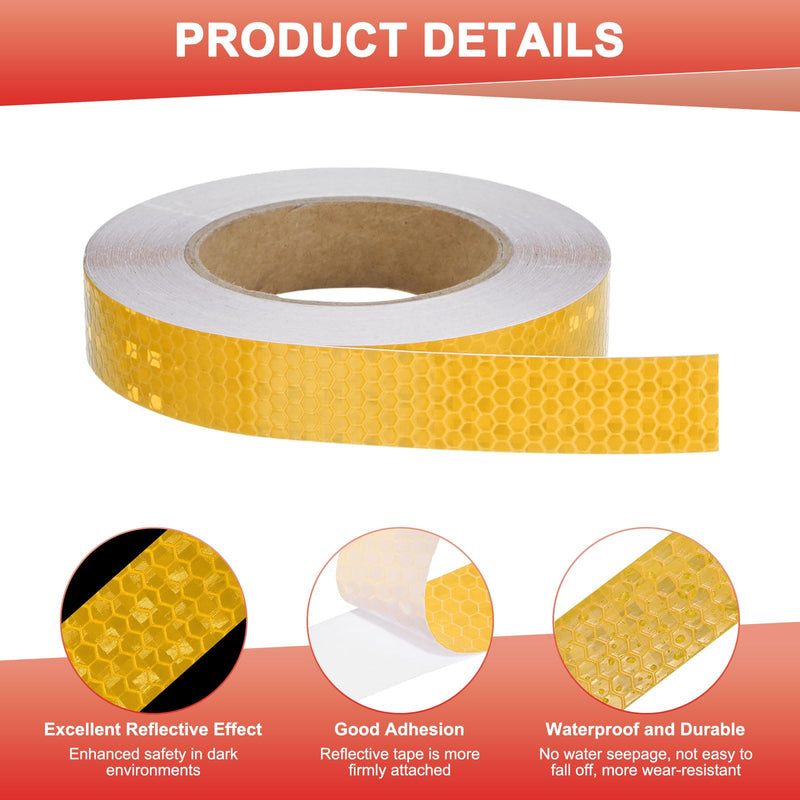 M METERXITY Reflective Tape, 1 Inch x 82 Feet Shining Star Dark Yellow Waterproof High Visibility Self-Adhesive Tape for Trailers/Trucks/Apparel, Outdoor Warning Signs