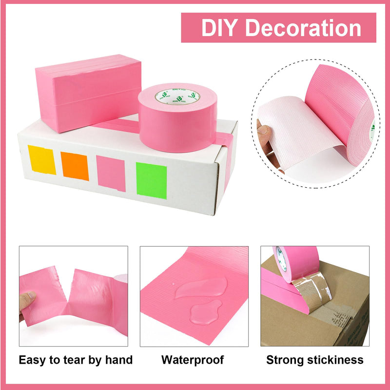BOMEI PACK Pink Duct Tape 3 inches Wide, Heavy Duty Industrial Strong Color Duct Tape 9.0mil x 60yds for Indoor Outdoor Use, Multi Purpose Home Repair