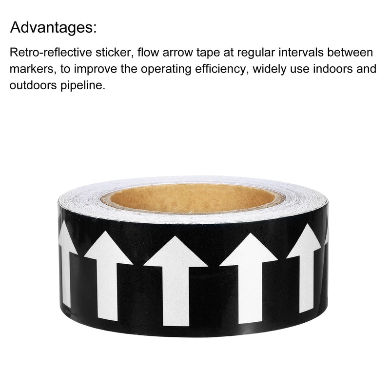 [Australia - AusPower] - PATIKIL White on Black Color Arrow Tape Vinyl Stickers Arrow Labels 50mm/1" for Pipe Markers, 1 Roll 
