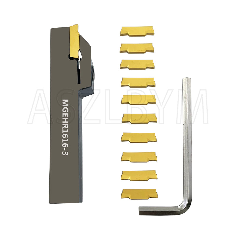 [Australia - AusPower] - Lathe Grooving Tool Holder Grooving Cut-Off Tool Holder MGEHR1616-3 With 11pcs MGMN300-M Indexable Carbide Grooving Inserts 