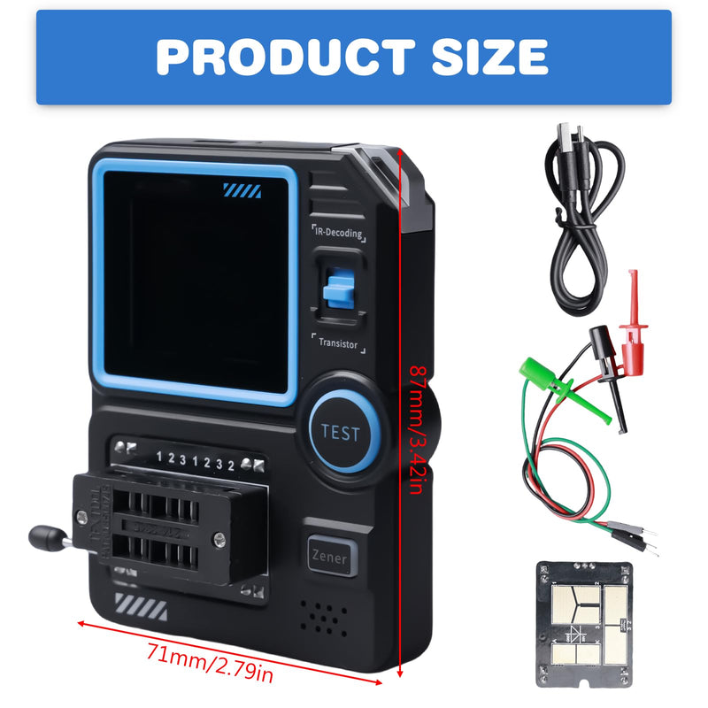 [Australia - AusPower] - LCR-P1 Transistor Tester, Transistor Meter with Colour Display, Diode Capacitor Resistance Meter LCR ESR Meter LCR Resistance Counter Multifunction Tester NPN PNP MOSFET IR 