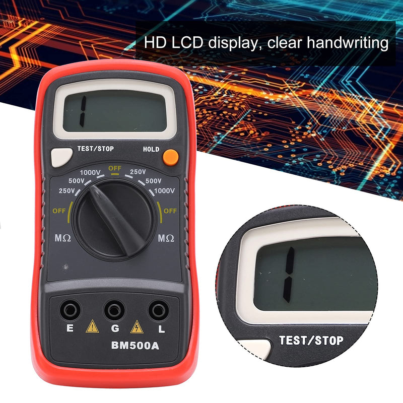 [Australia - AusPower] - BM500A 250V/500V/1000V Electronic Megohmmeter, Digital Insulation Resistance Meter Megohmmeter 