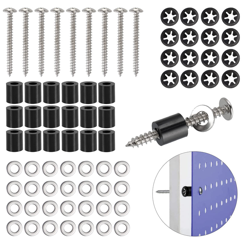 [Australia - AusPower] - 43 Set (172Pcs) Pegboard Mounting spacers and screws Kit, Peg Boards Installation Hardware Accessories. Include Sturdy Screws, Spacers,Washers and Lock Clips for 1/8 Inch and 1/4 Inch Pegboard 
