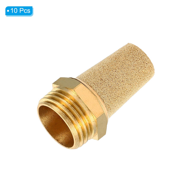 [Australia - AusPower] - PATIKIL 1/2 Inch NPT Sintered Bronze Exhaust Muffler, 10Pcs Brass Pneumatic Muffler 0.5 Inch 