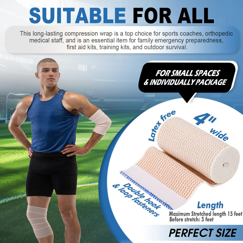 [Australia - AusPower] - Elastic Bandage Wrap 4” Wide, 2 Pack | High-Performance Compression Bandage Wrap | Reusable | Excellent Elasticity for Legs, Ankle, Knee, Tummy, Body, Wrist | Sports & Outdoors (2 Pack) 