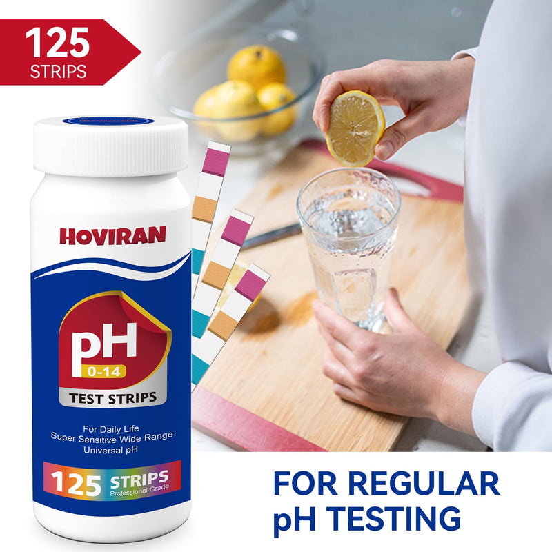[Australia - AusPower] - Universal pH Test Strips 0-14, Quick Accurate pH Testing Kit for Food, Soap Making & Kombucha, 125ct Litmus Paper pH Test Strips for Liquids, Drinking Water, Aquarium, Pool, Hot Tub, Spa pH 0-14 