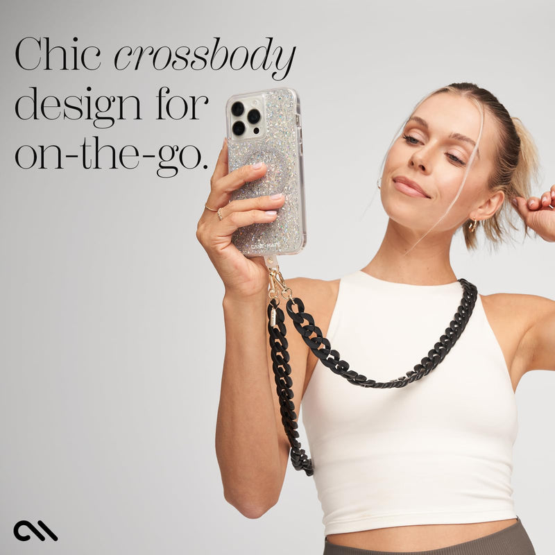[Australia - AusPower] - Case-Mate Crossbody Phone Lanyard/Chain [Works with All Phones] Hands-Free Cell Phone Strap - Phone Charm - Neck Chain Holder for iPhone 15 Pro Max/ 14 Pro Max/ 13 Pro Max/ 12/ S24 Ultra - Black 