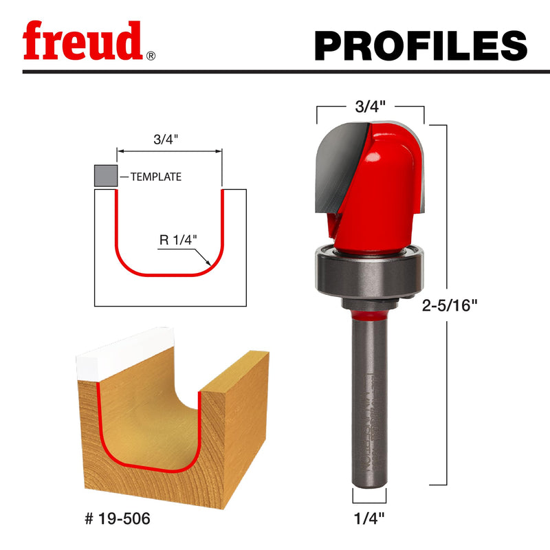 Freud 19-506: 1/4" Radius Dish Carving Bit with 1/4" Shank