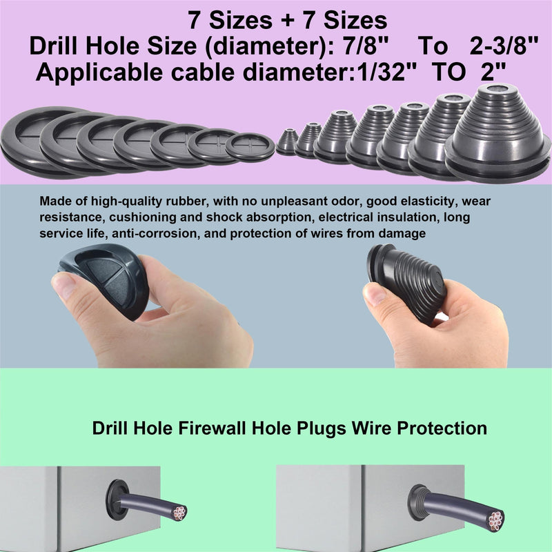 [Australia - AusPower] - Rubber Grommets Wire Protection,Closed Rubber Grommet,Firewall Solid Closed Hole,Firewall Plug Grommet Synthetic Wire Protection Hole Grommets,for Drill Hole Wire Electrical Appliance Plumbing 